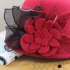 Women S Elegant Warm Wool Blend Round Top Wide Brim Hat With Flower Decoration