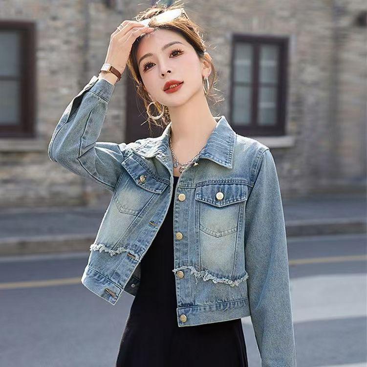 Women s Retro Denim Jacket - Autumn 2025 Petite Collection, Age-Reducing Stylish Design S синий