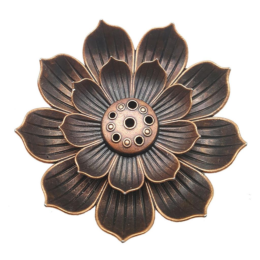 New 1PC Alloy Incense Burner Stick Holder Plate Buddhism Lotus Censer Nasturtium Bronze Incense Burner