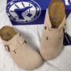 BK Half-Covered Genuine Leather Unisex Slippers with Cork Toe Cap - Versatile Casual Outdoor Wear by Birkenstock