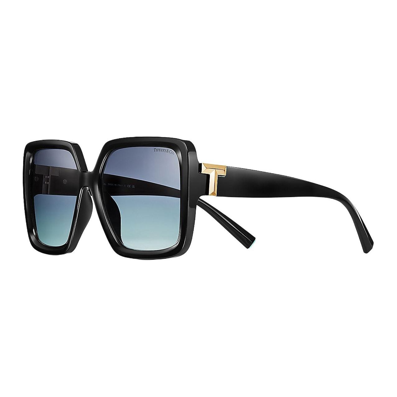 

Tiffany & Co. T Logo Acetate Metal Square Sunglasses Women sunglasses Black 73228883 58,Black