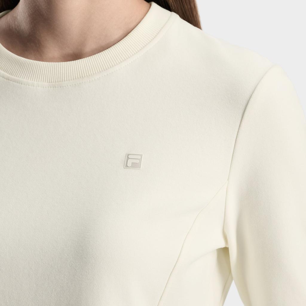 Fila White Fashion Simple Classic Casual Versatile Comfortable Relaxed Knit Crew Neck Pullover Long Sleeve T-Shirt Women tops F11W613210FIV