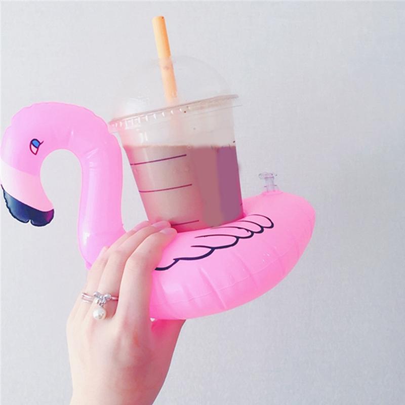 Flamingo Swimming Pool Drink Cup Stand Holder Float Toy Coasters Inflatable Drink Holder For Beverage Bottle Pool Party Kids Toy