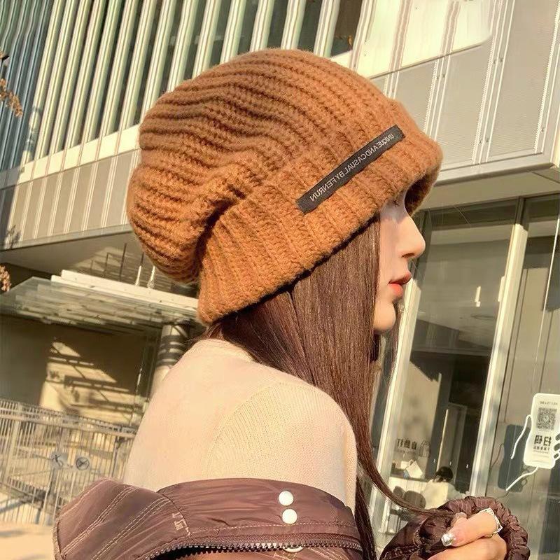 Autumn and Winter Large Head Circumference Warm Loose Pile Hat Japanese Fashion Woolen Hat Men and Women Same Style Cold Hat