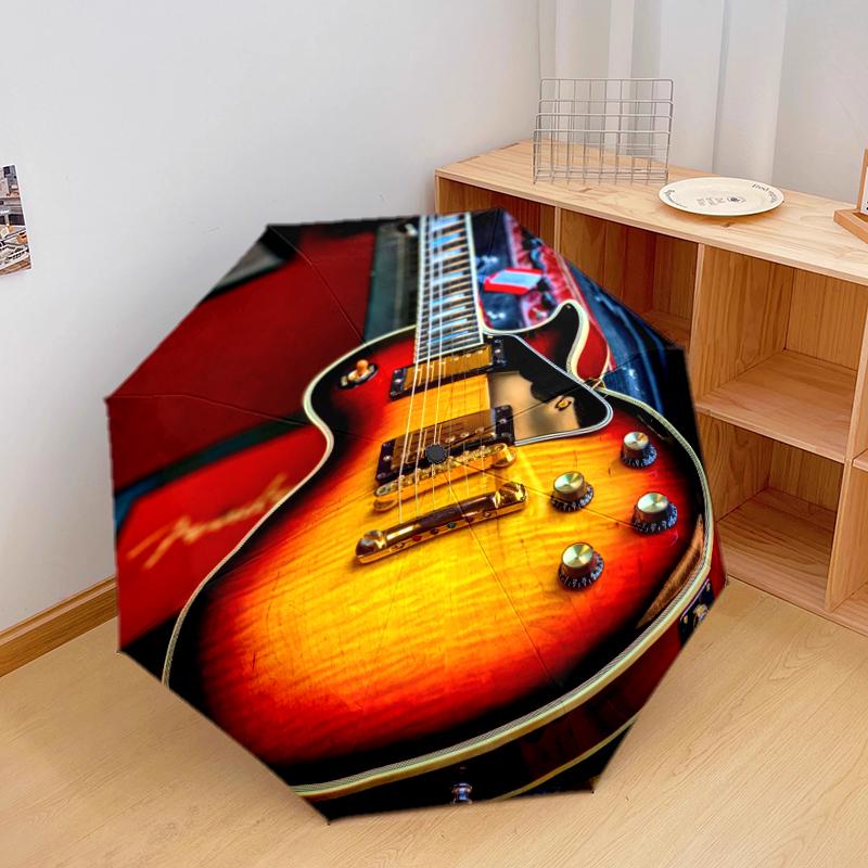 1PC electric guitar Umbrella Portable Folding Umbrella Iron Frame Hole Bone Structure Outdoor Home Umbrella A15