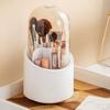Acrylic Makeup Organizer With Rotating Compartment Lipstick Eyeshadow Brushes Storage Transparent Minimalist Cosmetic Holder