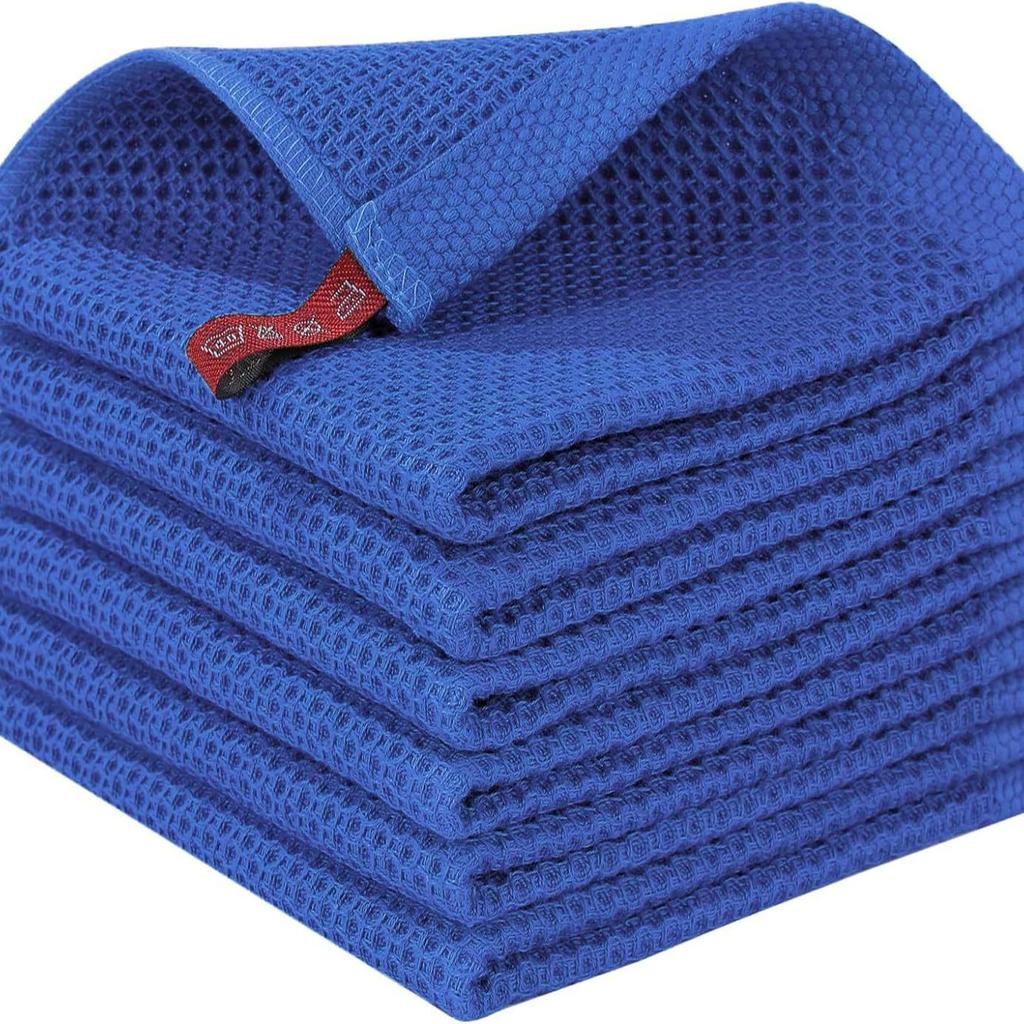 Pure Cotton Honeycomb Kitchen Towel with Hook, 40x60cm, Easy-Clean Waffle Weave Square