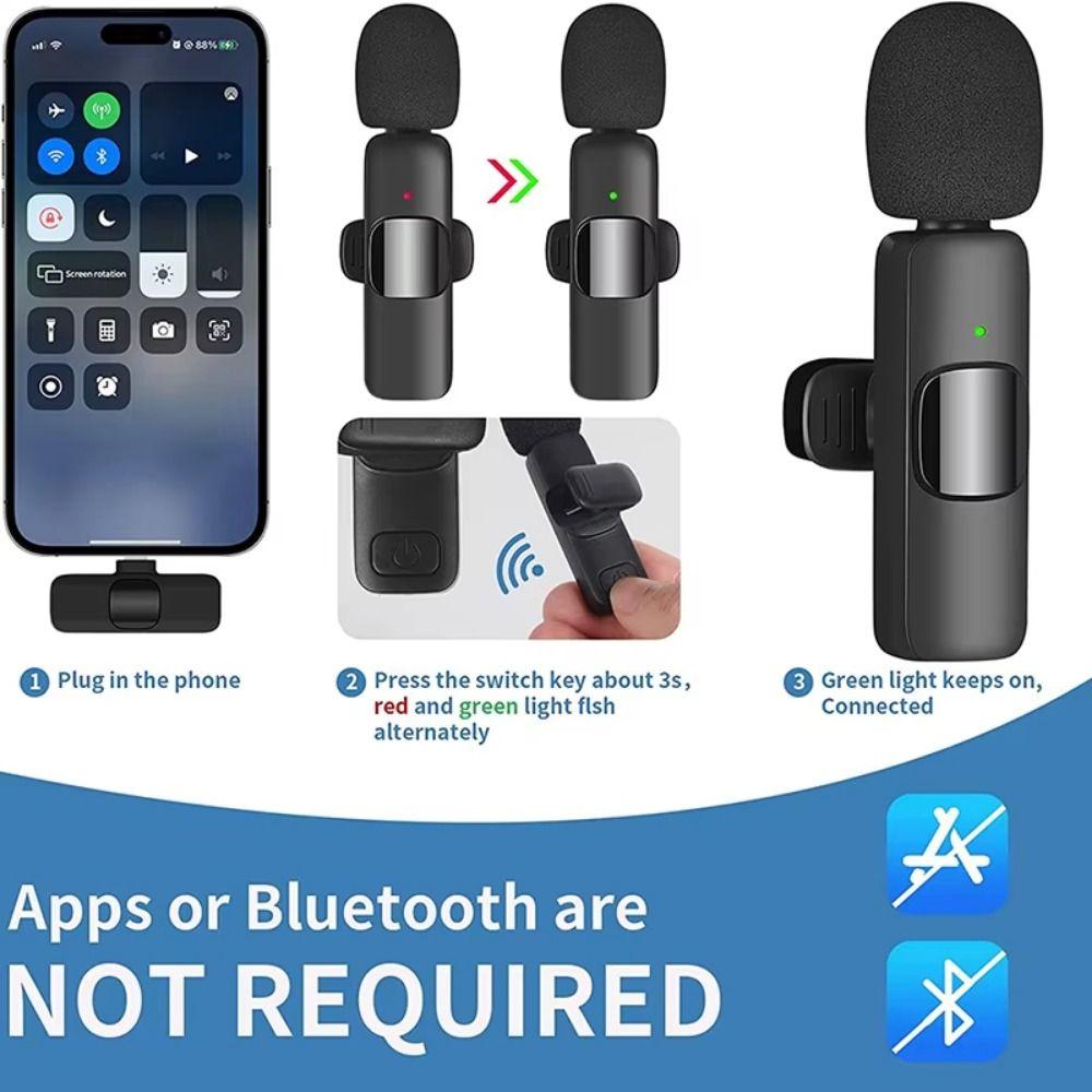 2 In 1 Mini Microphone Noise Cancelling Lavalier Microphone Wireless Microphone Podcast