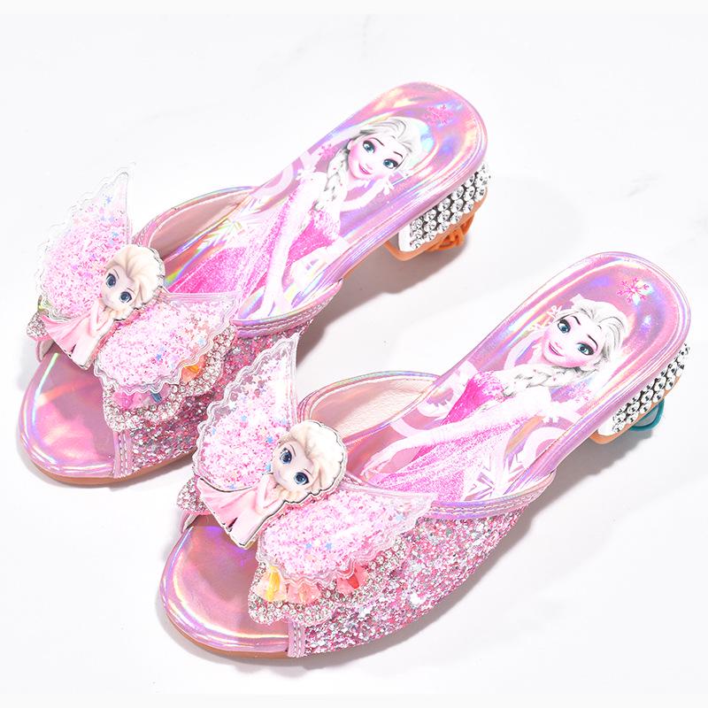 Elsa Blue Princess Summer Sandals for Girls - Cute High Heels Slippers