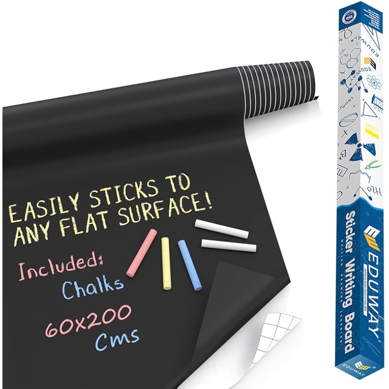 Eduway 60X200 Cms Black Board Sticker | Wall-Mounted Chalkboard Roll For Home, School, Kids & Office | Durable & Customi