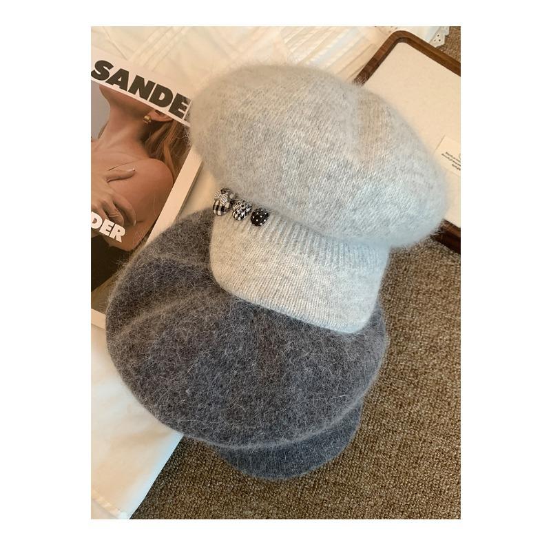 Women Vintage Knit Beret Warm Soft Painter Hat Large Size Versatile