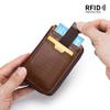The First Layer of Cowhide Retro Men's Short Change Bag, European and American Vertical Dollar Clip, RFID Multi-card Pumping Card Bag.
