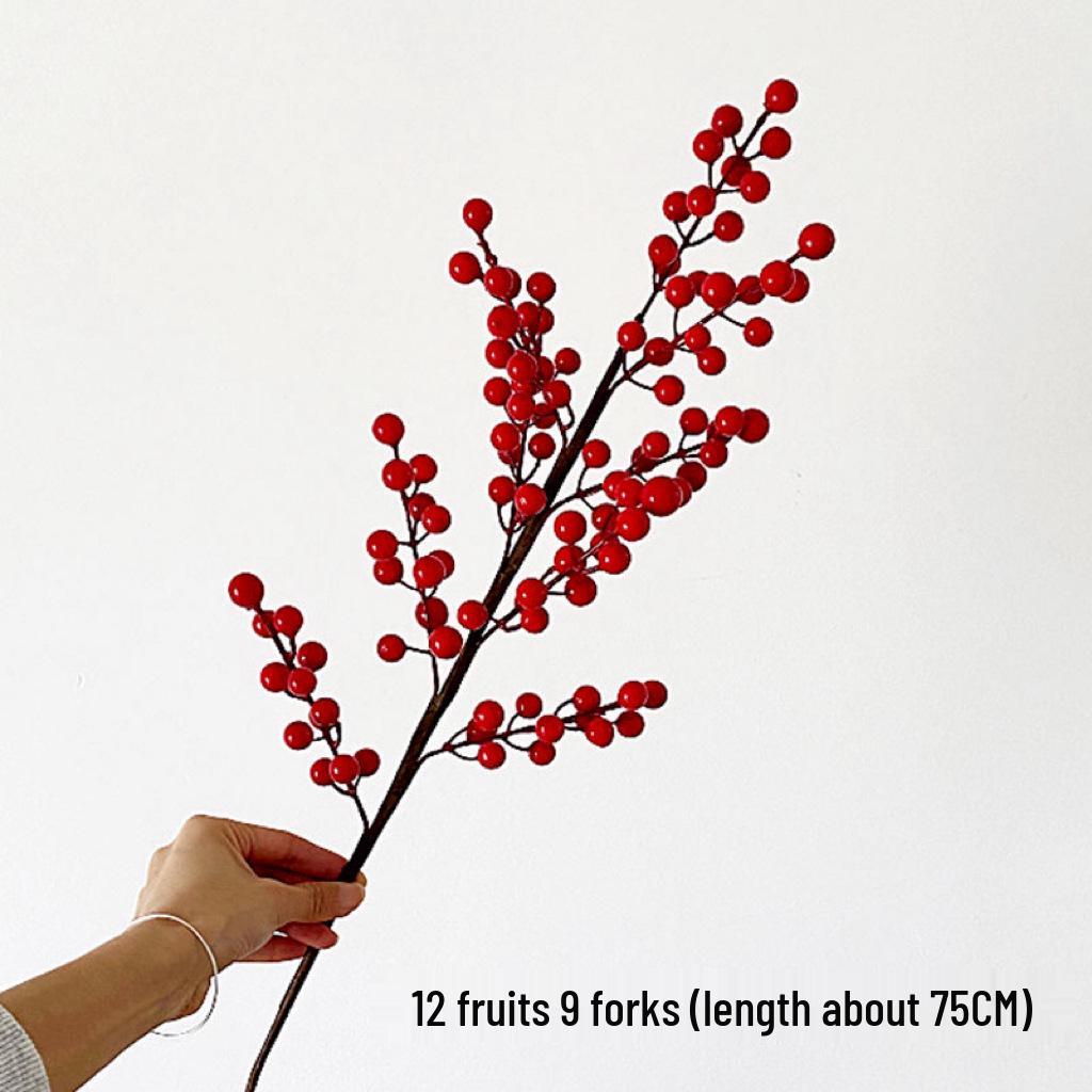 Fortune Fruit Europäischer Stil Künstliche Stehende Rote Beeren Akazienblüten-Arrangement