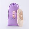 Purple Satin Ballet Dance Shoe Drawstring Pouch - Portable Double Drawstring Bag