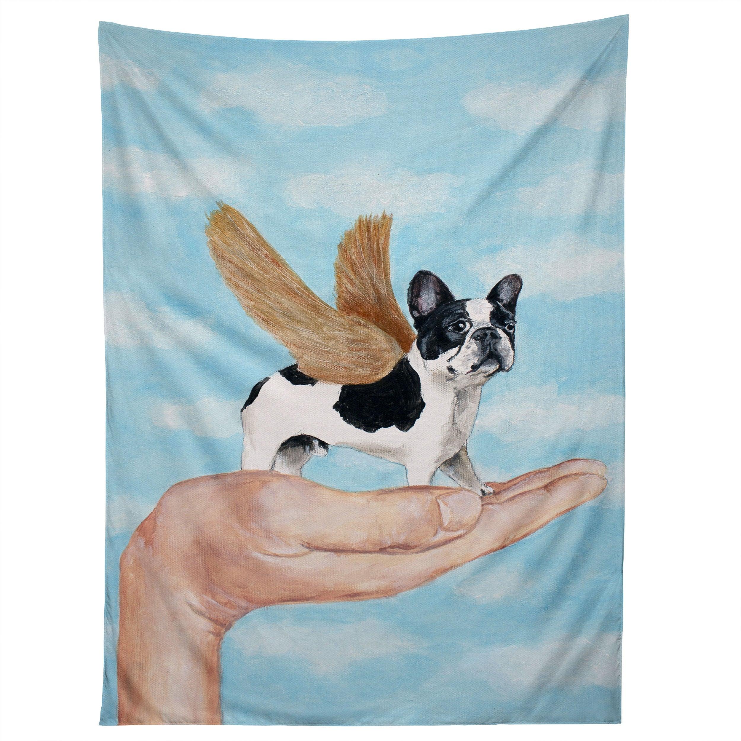 FRENCHIE WITH GOLDEN WINGS tapestry 75x100