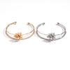 Arm Cuff Flower Wide Open Bangle Zircon Exaggerated Bracelet Unique Flower Cuff Bangles  Women