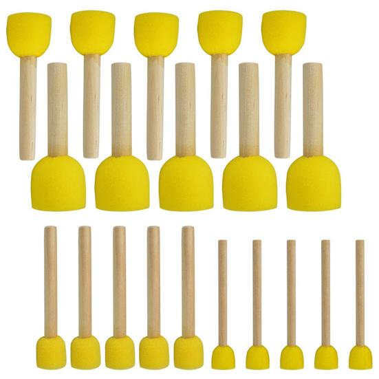 5Pcs Painting Brushes Super Soft Head User-friendly Wood Round Sponge Foam Brush DIY Painting Gadgets School Supplies