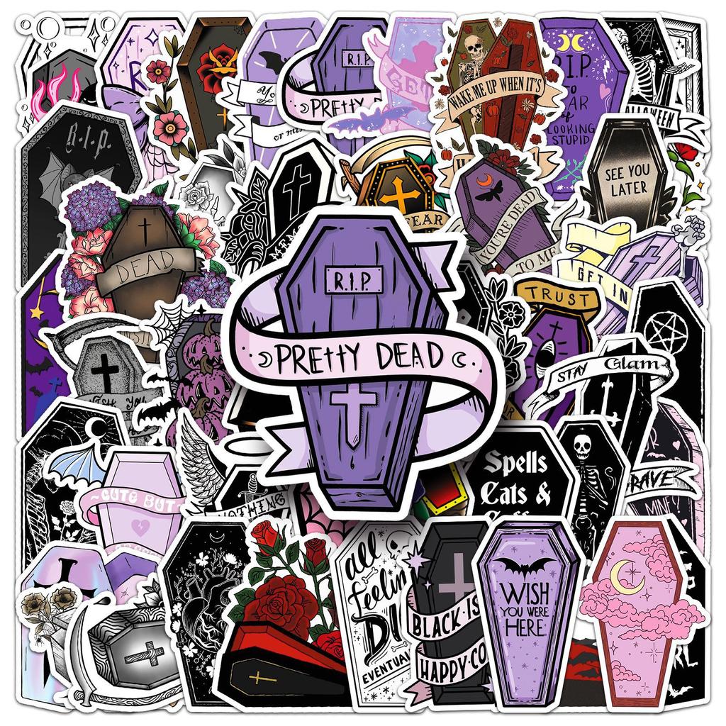 50 Dark Wind Graffiti Stickers Personalized Creative Halloween Gothic Decorative Skateboard Stickers