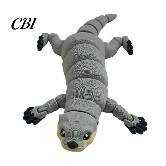 Smooth Edge Toy 3D Printed Articulated Otter for Kids, Flexible Fidget Figure, Integrated Printing Design Movable Animal Sensory Stress Relief Office серый