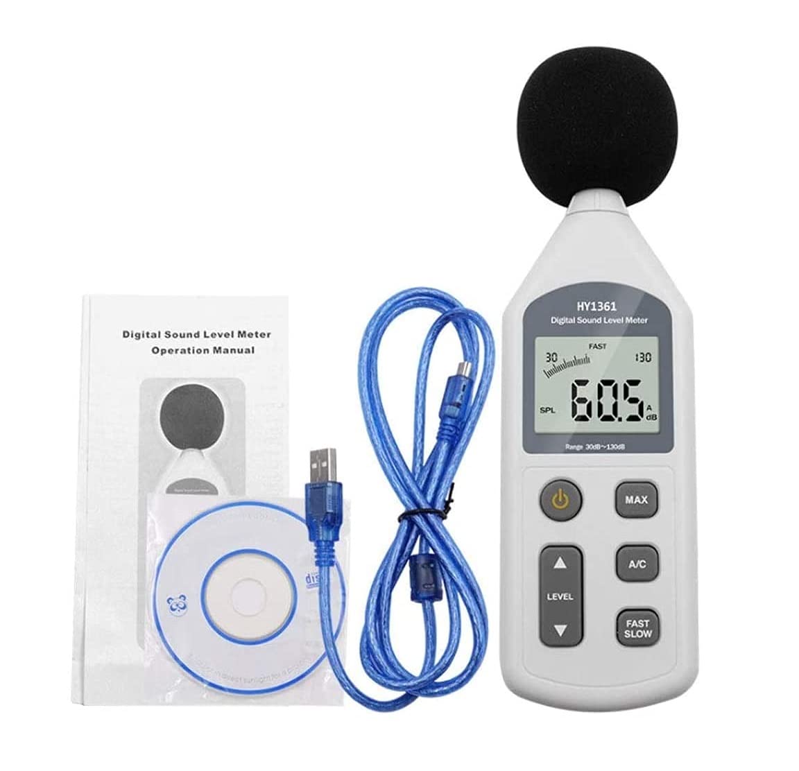 

Digital sound level handy noise data can output and save measurement large LCD digital display with easy to sound digital sound level measuring device