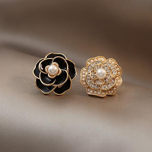 

Элегантные женские серьги-гвоздики с камелией и жемчугом, модные серьги-кольца с цветком, классические серьги, модные женские свадебные украшения для вечеринки, подарок