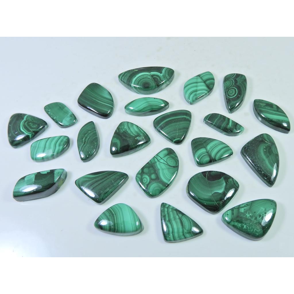 22Pcs Natural Green Malachite Fancy Cabochon Loose Gemstone 297Cts. Lot C-482