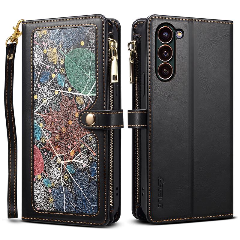 

ESEBLE Для Samsung Galaxy S24+ Чохол Гаманець з RFID-блокуванням Шкіряна накладка для мобільного телефону Black