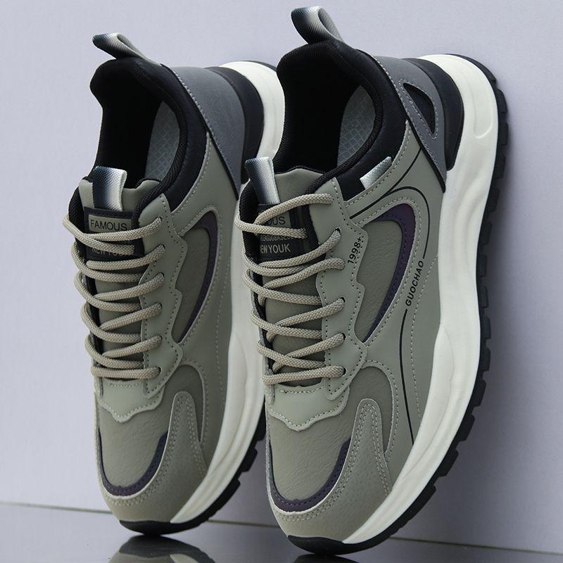 

Мужские водонепроницаемые кожаные кроссовки: Нескользящая, износостойкая повседневная обувь для весны и осени - универсальный дорожный беговой стиль Size 38