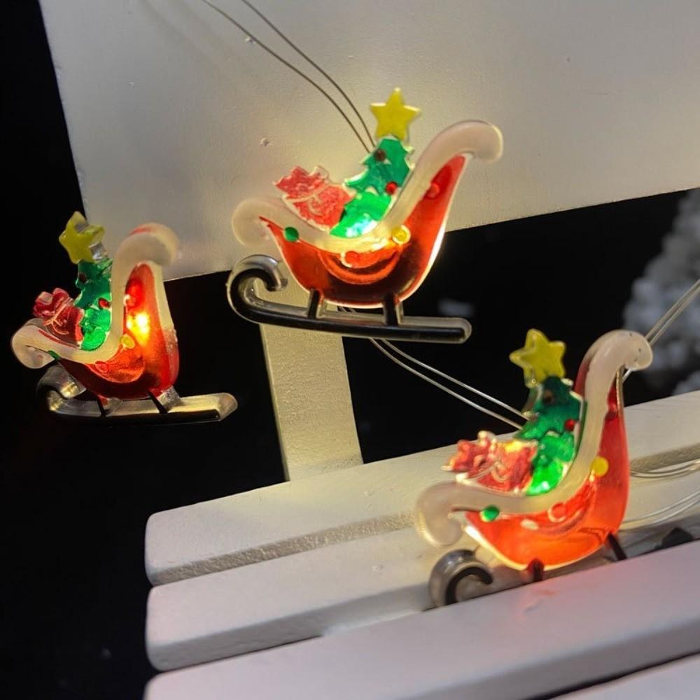 Warm Light Christmas LED String Lights DIY Garland Battery Powered Sleigh Airplane Christmas Lights Plastic Cartoon