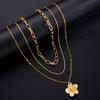 3pcs Flower Pendant Snake Bone Chain Necklace Set Elegant Vintage Minimalist Metal Layered Necklaces Holiday Daily Wear Jewelry