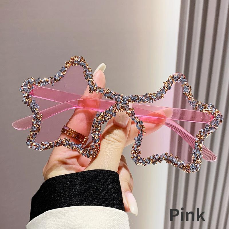 

Солнцезащитные очки в форме звезды для женщин, винтажные блестящие солнцезащитные очки в форме пятиугольника со стразами, персонализированные солнцезащитные очки цвета морской волны As Picture