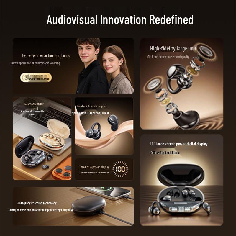 New Ear Clip Wireless Bluetooth Earphones - High Sound Quality, Long Battery Life B54