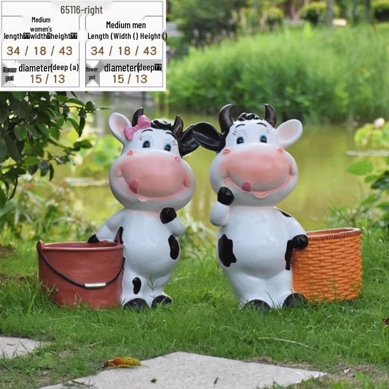 

Cartoon Cow Garden Planter Decor Set