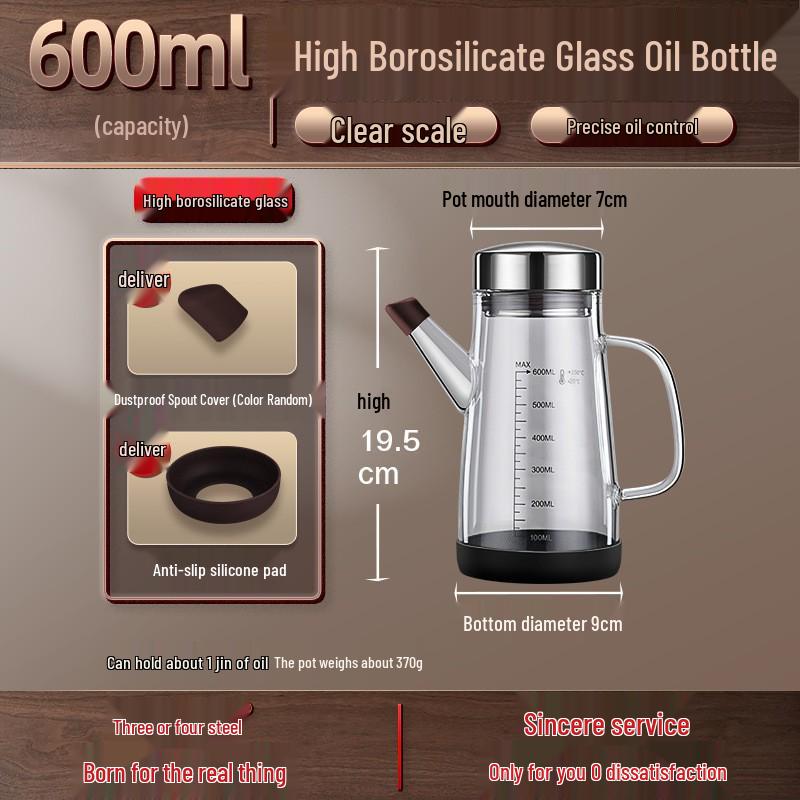 High-End Non-Drip Steel & Glass Oil Dispenser for Kitchen