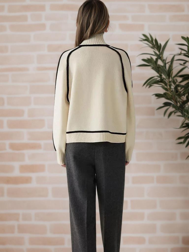 Herbst/Winter Gestreifter Schlankmachender Lässiger Lockerer Pullover Strickpullover