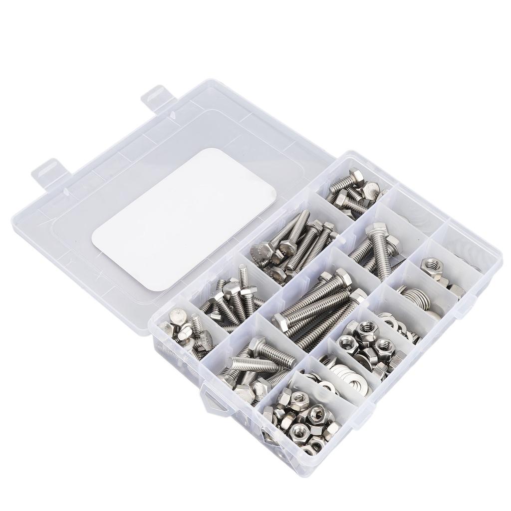 246 szt. śrub sześciokątnych ze stali nierdzewnej, nakrętek, podkładek, zestaw asortymentowy do urządzeń gospodarstwa domowego