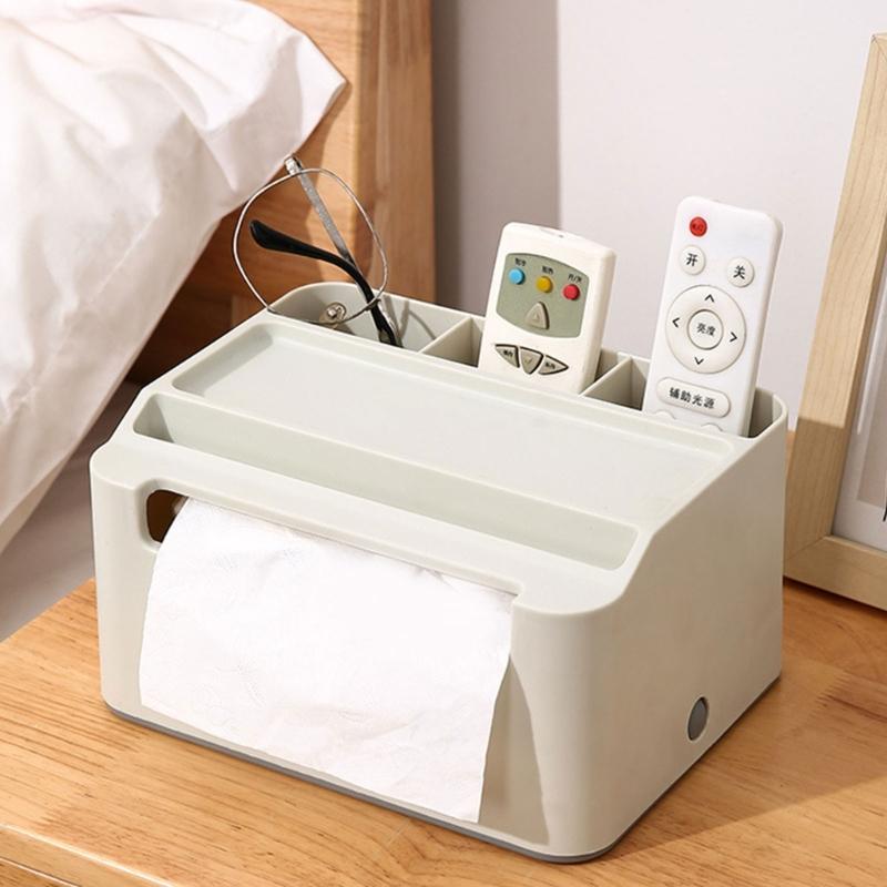 Household Napkin Tissue Box Multifunctional Storage Remote Control Holder Sundries Boxes for Room, Bathroom
