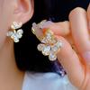 Korean Version Exquisite Light Luxury High-end Full of Rhinestones Flower Temperament Simple Super Sparkling Earrings for Women