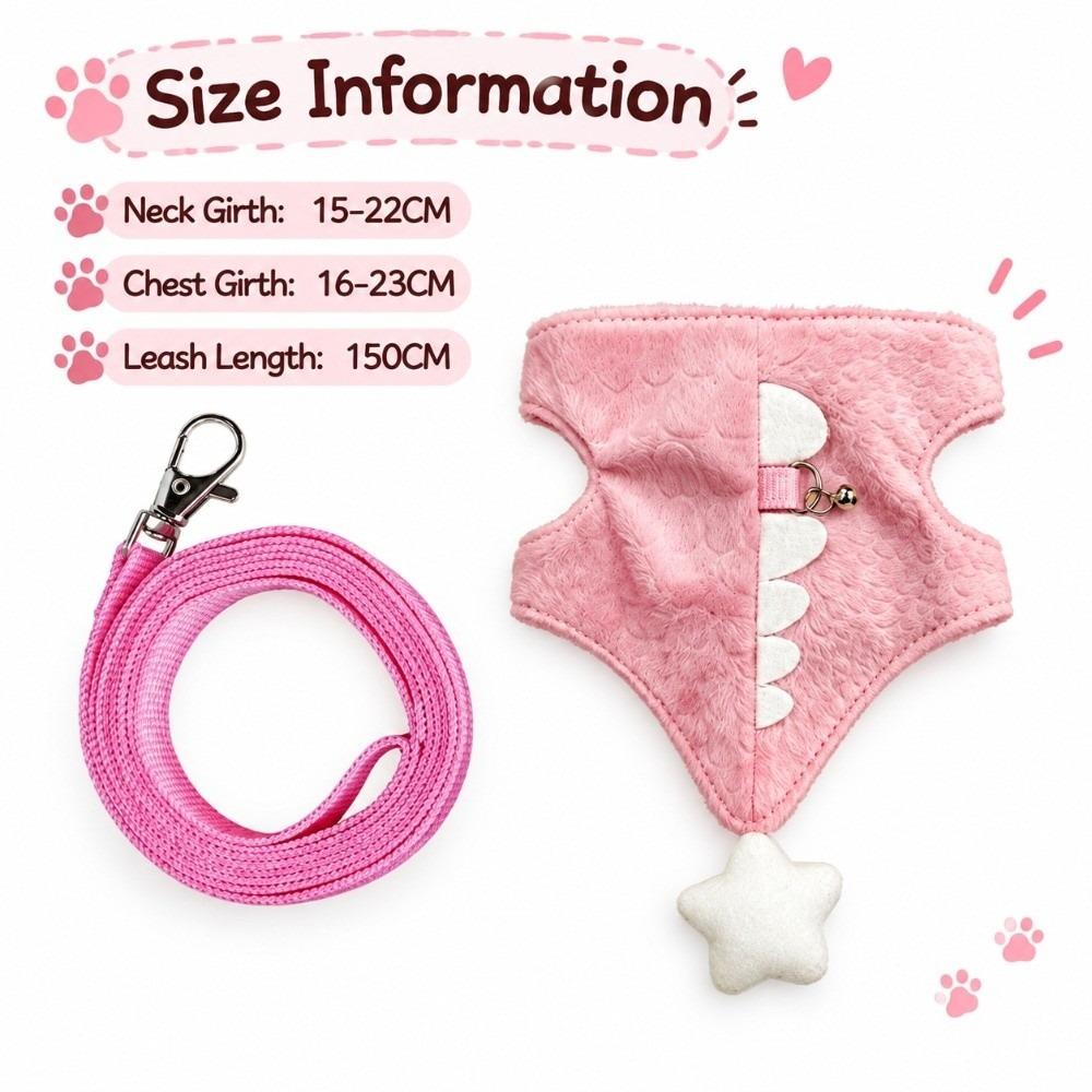 Dinosaur Shape Pet Harness Leash Flannel Small Pet Harness Cartoon Chest Strap Harness Walking