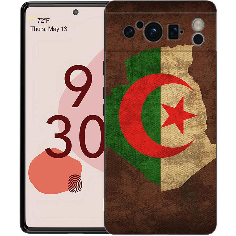 Phone Case For Google Pixel 8 A 7 6 Pro 6A 5G Black Soft Shockproof Back Cover Silicone TPU Shell Coque Algeria Flag
