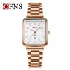 OFNS Women's Retro Square Watch – French Design, Simple Bar Markers, Business Style, Calendar, Waterproof, Quartz Movement.
