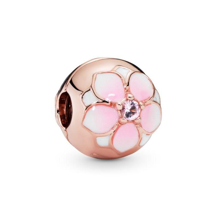Pandora Round Pink Magnolia Flower Pendant Men Jewelry 782078NBP Pink,F