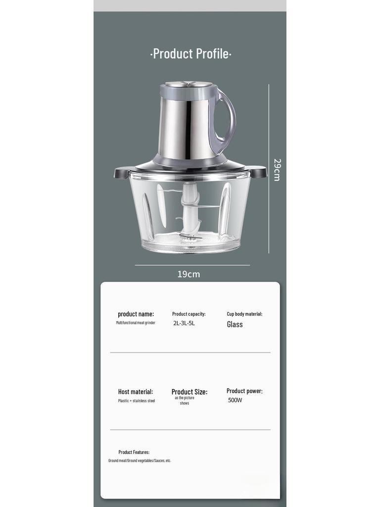 Robot da Cucina Piccolo Multifunzione e Frullatore con Bicchiere in Vetro per Aglio e Peperoncino