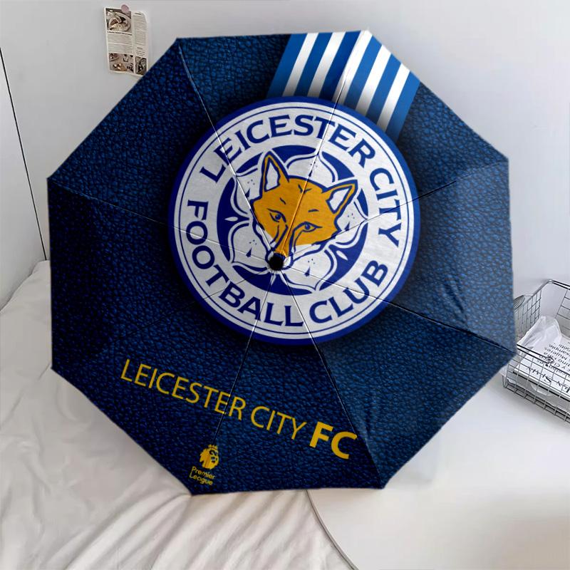 Leicester City Football Club Pattern, Automatic Folding Umbrella, Portable and Foldable Design, 8 Ribs, a Christmas or Birthday Gift.