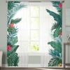 Tropical Leaves On White Background Tulle Curtains For Living Room Decoration Modern Veil Chiffon Curtains Bedroom Sheer Voile
