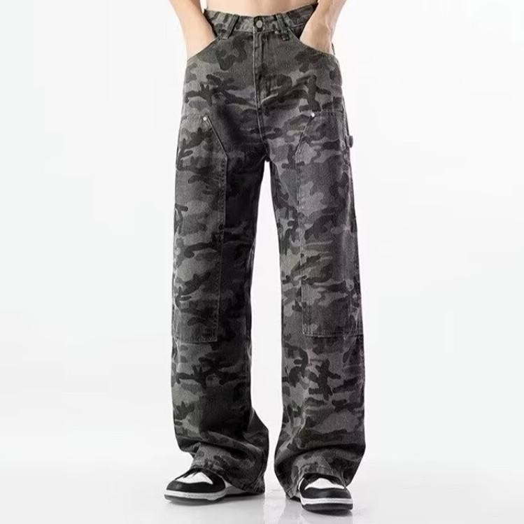 Men s Retro Camouflage Straight-Leg Jeans - Hip Hop Casual Trend Pants L камуфляж