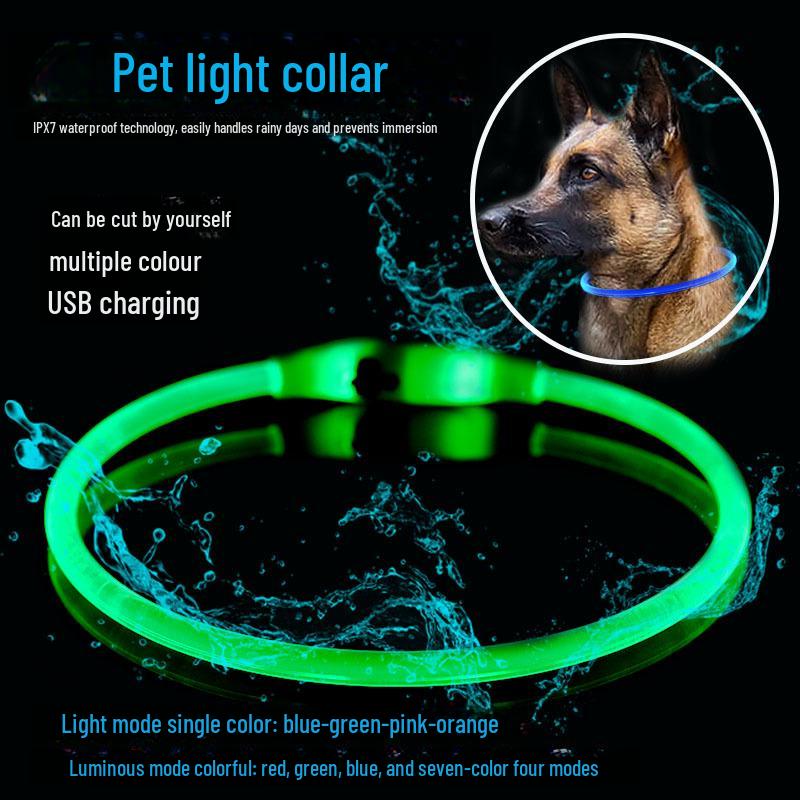 Waterproof LED Luminous Dog Collar with Type-C Charging