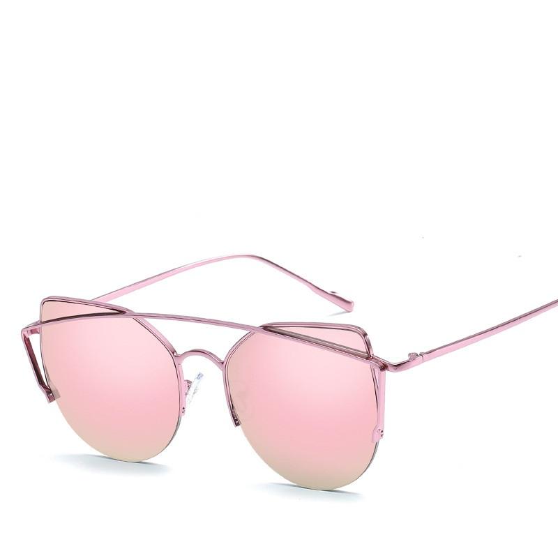 Women Brand Designer Metal Luxury Sun Glasses Retro Cat Eye Sunglasses Female Blue Pink Vintage Fashion De S
