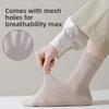 Men's Summer Mesh Pure Cotton Mid-Calf Breathable Anti-Sweat Cotton Stockings Anti-Odor Long-Sleeved Stockings