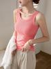 High-Quality, Elastic Ribbed Cotton Concealing Tank Top for Women - Anti-Exposure & Side Fat Concealing Design